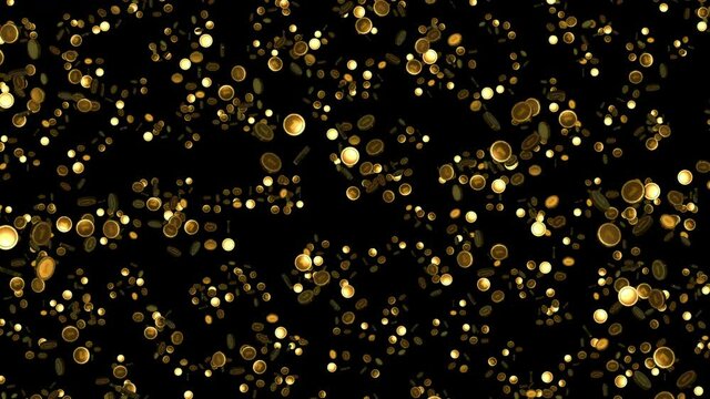 Gold coins. Abstract motion background of many shining and sparkling coins