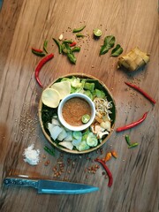 mixed vegetables with the peanut sauce