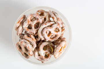 White Chocolate Pretzels in bowl 