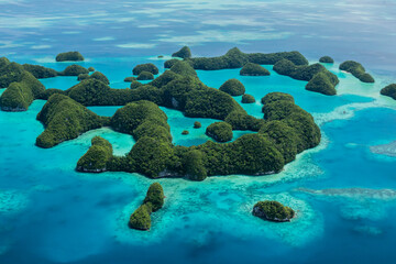 Aerial view of Palau's 70 islands and UNESCO World Heritage site