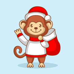 monkey with cute Christmas costume and decoration