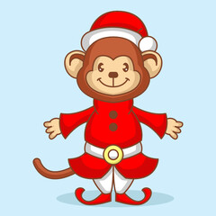 monkey with cute Christmas costume and decoration
