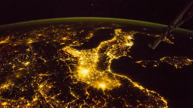 Planet Earth at Night Seen from the ISS: 4k timelapse from the United Kingdom to the Indian Ocean. Created from Public Domain images, courtesy of NASA JSC