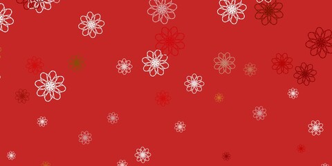 Light Green, Yellow vector doodle pattern with flowers.