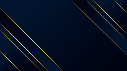 Abstract luxury template dark blue geometric diagonal background with golden lines