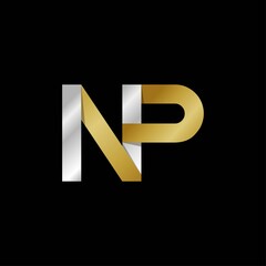 NP initial letter logo, simple shade, gold silver color © sudjinah