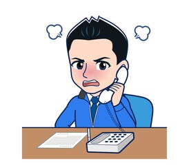 Male clerk in a blue outerwear