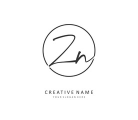 Z N ZN Initial letter handwriting and signature logo. A concept handwriting initial logo with template element.