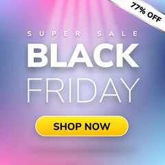 Super Sale Black Friday Template Flyer Square Banner Colorful Background
