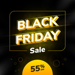Black Friday Super Sale Template Flyer Square Banner Background with Yellow Elements