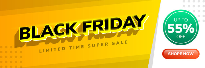 Web Banner Black Friday Super Sale Abstract Yellow Background