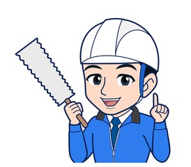 Male clerk in a blue outerwear