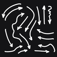 Set of rough hand drawn, handmade elements arrows, waypoints EPS Vector