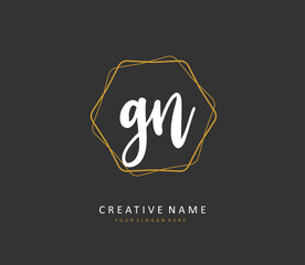 G N GN Initial letter handwriting and signature logo. A concept handwriting initial logo with template element.