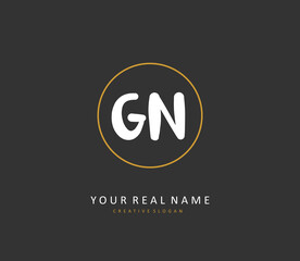 G N GN Initial letter handwriting and signature logo. A concept handwriting initial logo with template element.