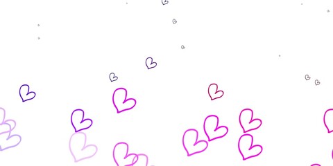 Light Purple, Pink vector background with Shining hearts.