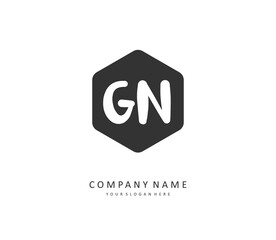G N GN Initial letter handwriting and signature logo. A concept handwriting initial logo with template element.