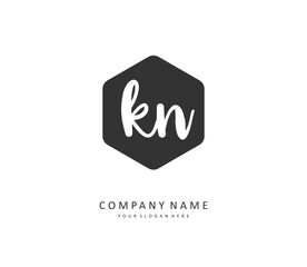 K N KN Initial letter handwriting and signature logo. A concept handwriting initial logo with template element.