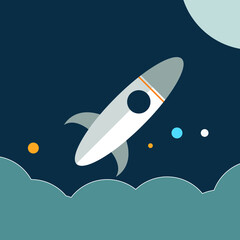 Rocket launch, ship illustration concept of business EPS Vector