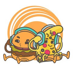 Cute icon illustration. Fast food icon concept isolated . Flat cartoon style Premium Vector