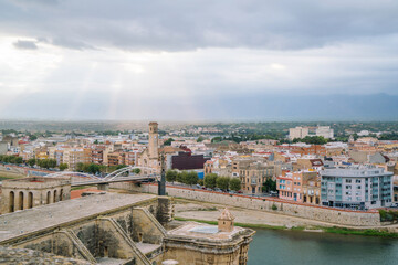 Fototapeta premium View on historic Tortosa city from above