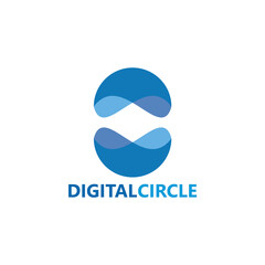 Digital circle logo template design vector