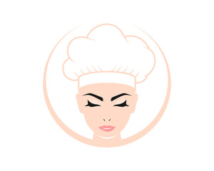 Beauty woman chef character logo