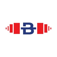 Letter B Barbell Logo Template Vector
