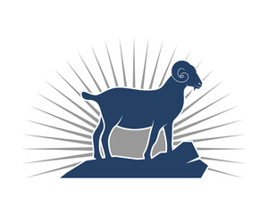 Standing goat on the stone