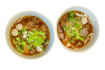 Die cut of Stewed beef noodles, focus selective.