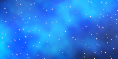 Dark BLUE vector background with colorful stars.