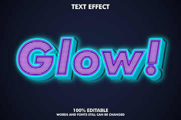 Editable 3D text effect with glowing light