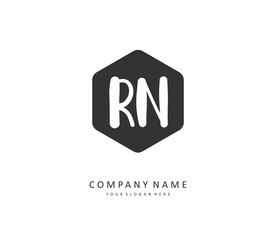 R N RN Initial letter handwriting and signature logo. A concept handwriting initial logo with template element.