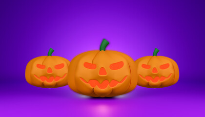 3D rendering with halloween background with pumpkin