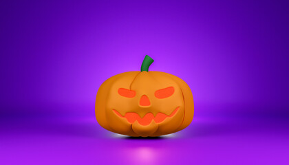 3D rendering with halloween background with pumpkin