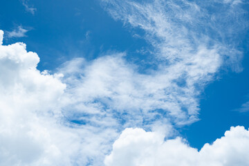 Blue sky and white clouds are beautiful on a sunny day.