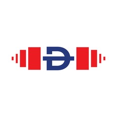 Letter D Barbell Logo Template Vector