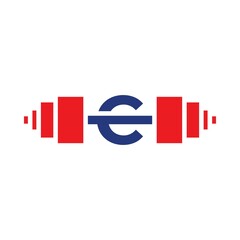 Letter C Barbell Logo Template Vector
