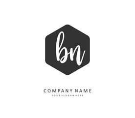 B N BN Initial letter handwriting and signature logo. A concept handwriting initial logo with template element.