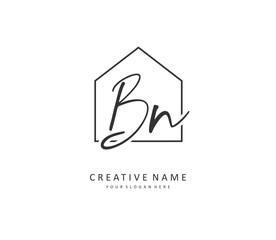 B N BN Initial letter handwriting and signature logo. A concept handwriting initial logo with template element.