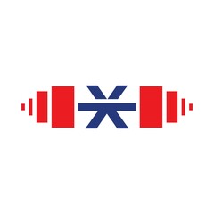 Letter X Barbell Logo Template Vector