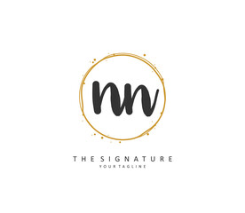N NN Initial letter handwriting and signature logo. A concept handwriting initial logo with template element.