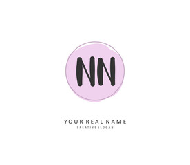 N NN Initial letter handwriting and signature logo. A concept handwriting initial logo with template element.