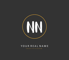 N NN Initial letter handwriting and signature logo. A concept handwriting initial logo with template element.