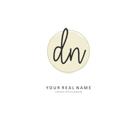 D N DN Initial letter handwriting and signature logo. A concept handwriting initial logo with template element.