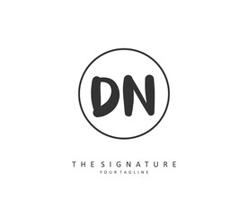 D N DN Initial letter handwriting and signature logo. A concept handwriting initial logo with template element.
