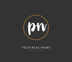 P N PN Initial letter handwriting and signature logo. A concept handwriting initial logo with template element.