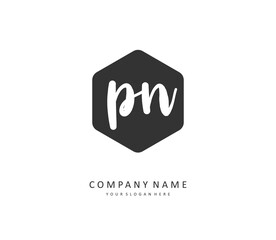 P N PN Initial letter handwriting and signature logo. A concept handwriting initial logo with template element.