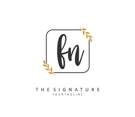 F N FN Initial letter handwriting and signature logo. A concept handwriting initial logo with template element.