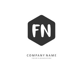 F N FN Initial letter handwriting and signature logo. A concept handwriting initial logo with template element.
